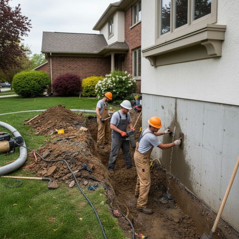 Our team working on Foundation Repair projects in Groton, CT