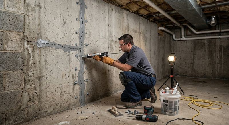Basement Crack Repair in Groton, CT