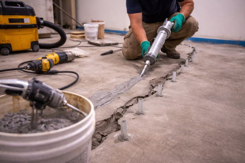 Cracked Basement Floor Repair in Groton, CT
