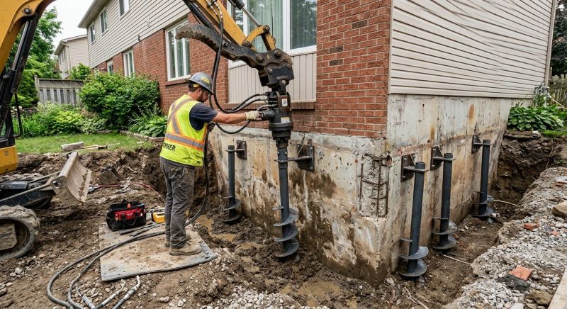 Helical Piers Installation in Groton, CT