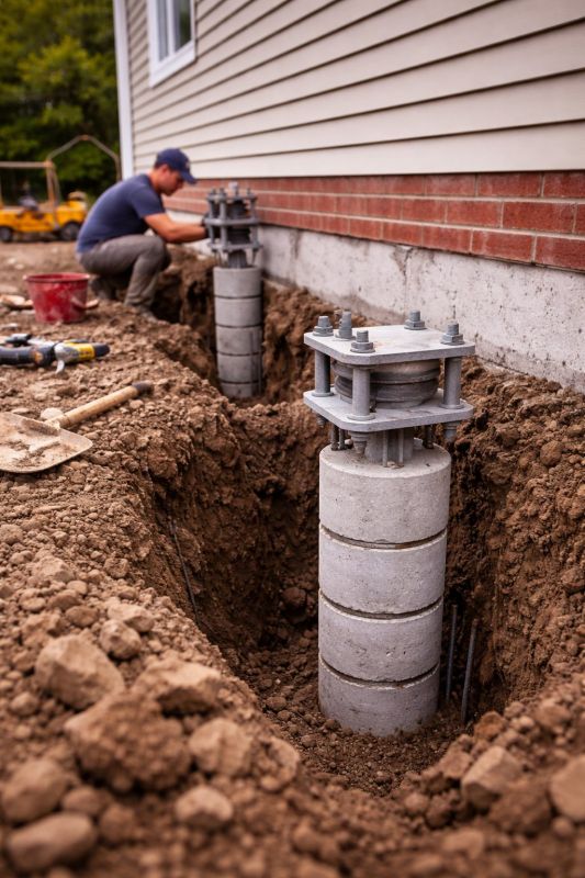 Helical Piers Installation in Groton, CT