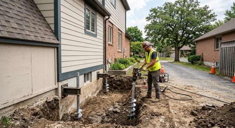 Helical Piers Installation in Groton, CT